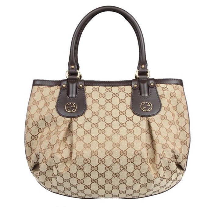 Authentic Gucci Scarlett Stud G Tote Bag 269953 Brown